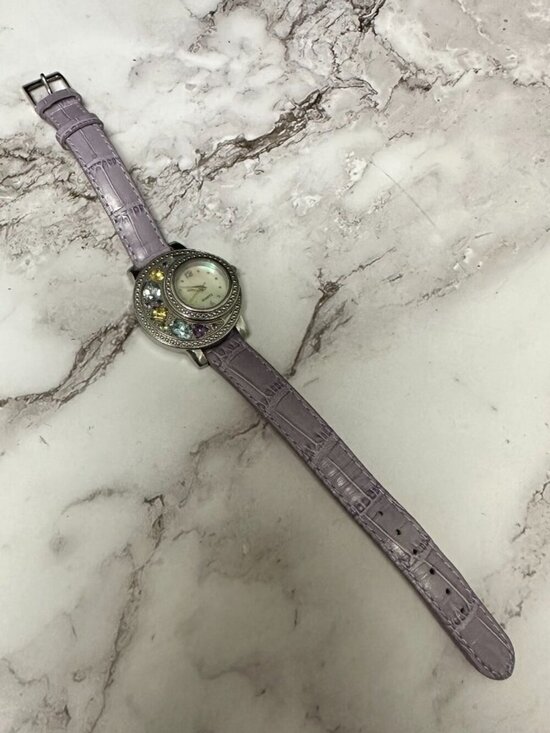 Rhinestone Watch Women Silver Tone Mother of Pearl Dial Leather Band New Battery main image 12